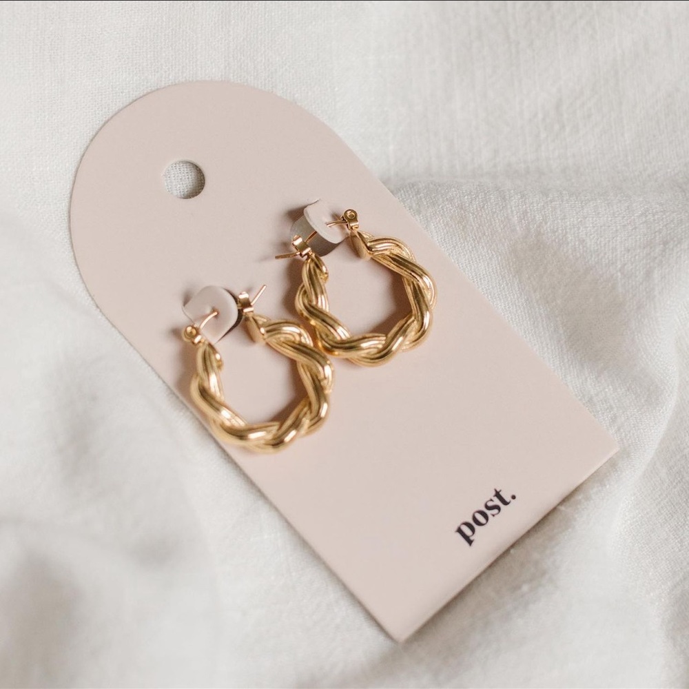 Gold Twist Hoop Earrings